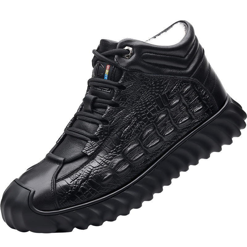 Men's Wool Cotton Outdoor Fleece-lined Northeast China Warm Leather Shoes