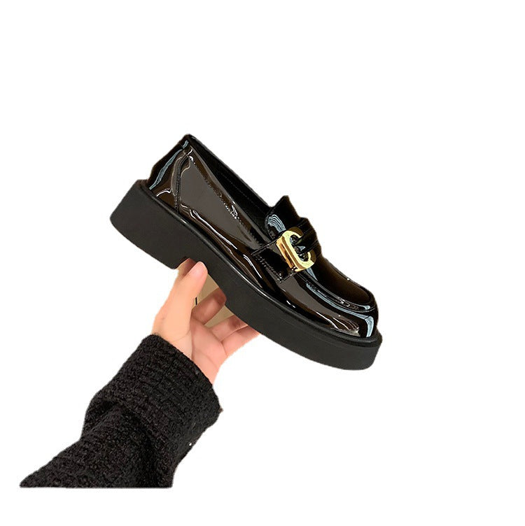 Women's Buckle Thick Bottom British Small Slip-on Loafers