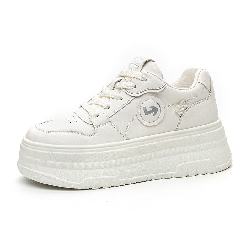 Women's Thick-soled White Height Increasing Small Platform Casual Shoes