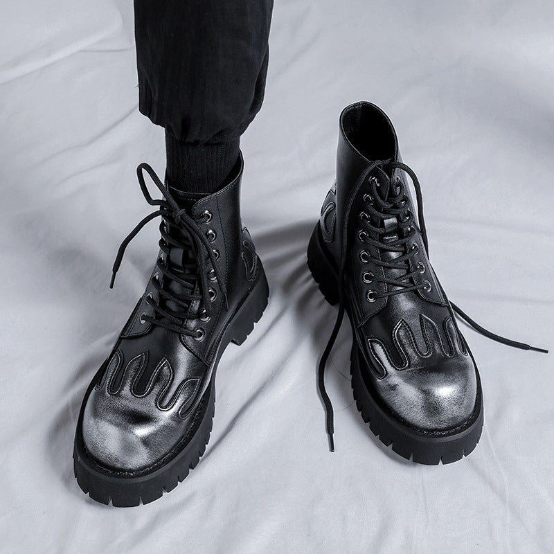 Men's Niche Trendy Flame Martin Thick-soled Ankle Boots