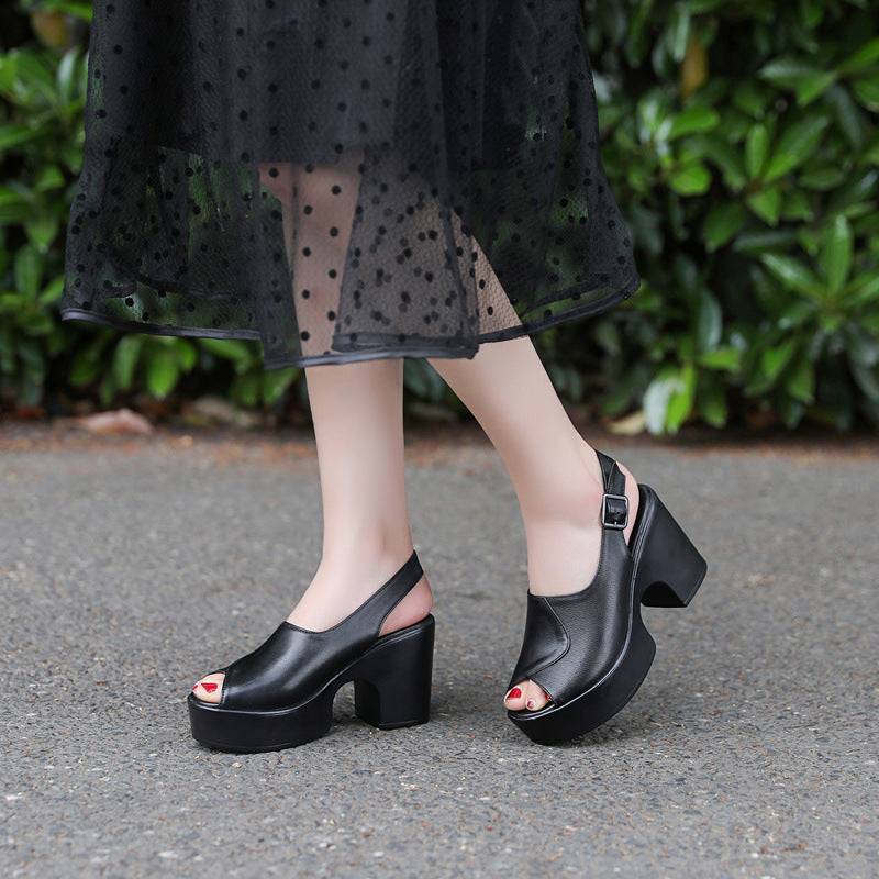 Women's Peep Toe Waterproof Platform Fashion Wedge Sandals