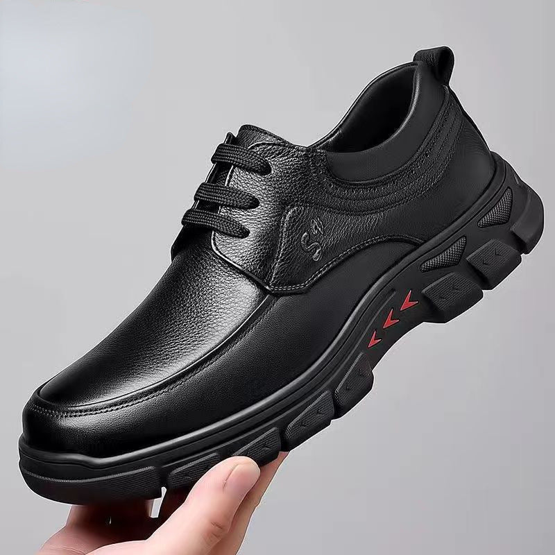 Men's Platform Fleece-lined Cowhide Plus Size Leather Shoes