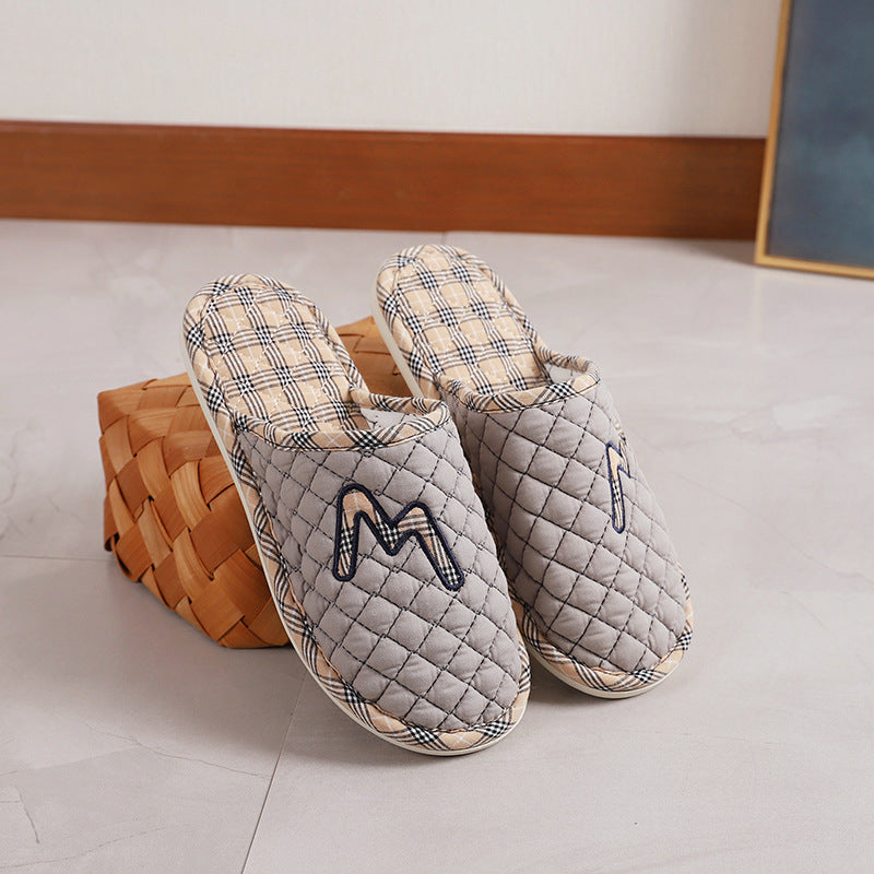 Cotton Fabrics Platform Plus Mute Couple Indoor Home Floor House Slippers