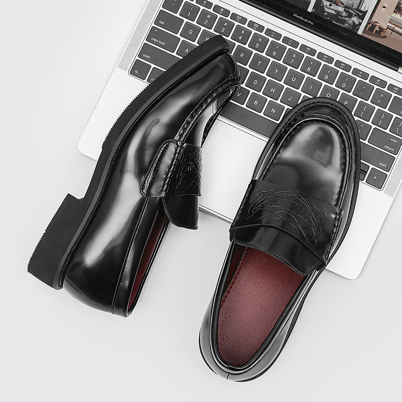 Women's & Men's Embossed Commuter Trendy Slip-on Retro British Leather Shoes