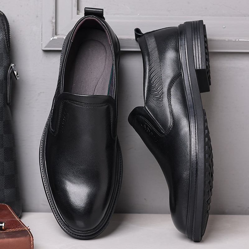 Men's Top Layer Cowhide Thick Bottom Soft Leather Shoes