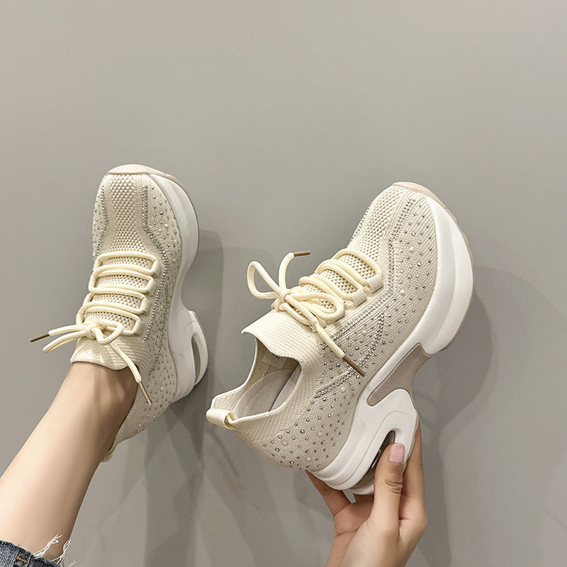 Women's Summer Breathable Mesh Surface Height Increasing Insole Casual Shoes