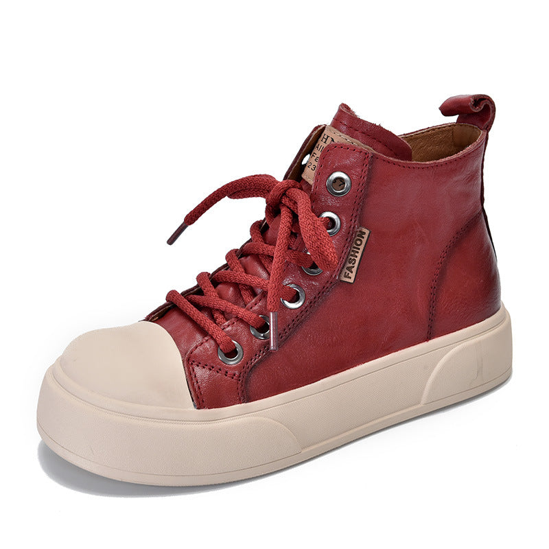 Women's Price Hand Grip Pattern Top Layer Cowhide Casual Shoes