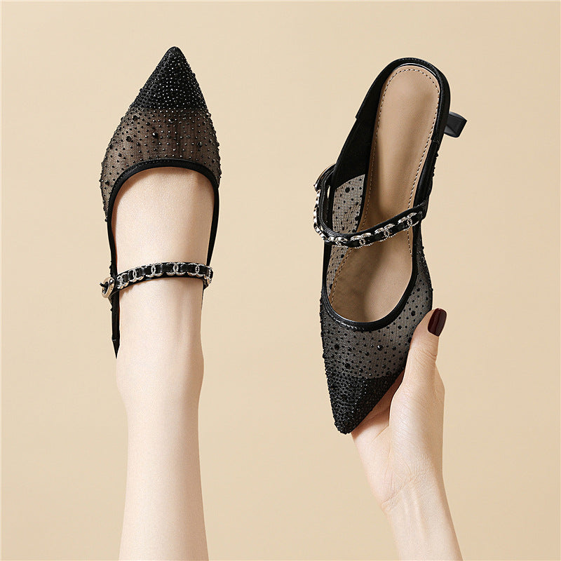 Women's With Skirt Rhinestone Mary Jane Breathable Mesh Women's Shoes