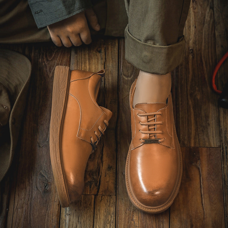 Men's Korean Style Trendy British Versatile Low-cut Leather Shoes