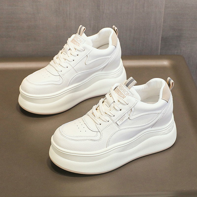 Women's Thick Bottom Hidden White Spring Small Heels