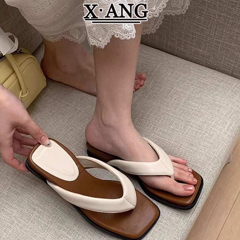 Women's Sheepskin Platform Flip-flops Summer Wear Beach Slippers