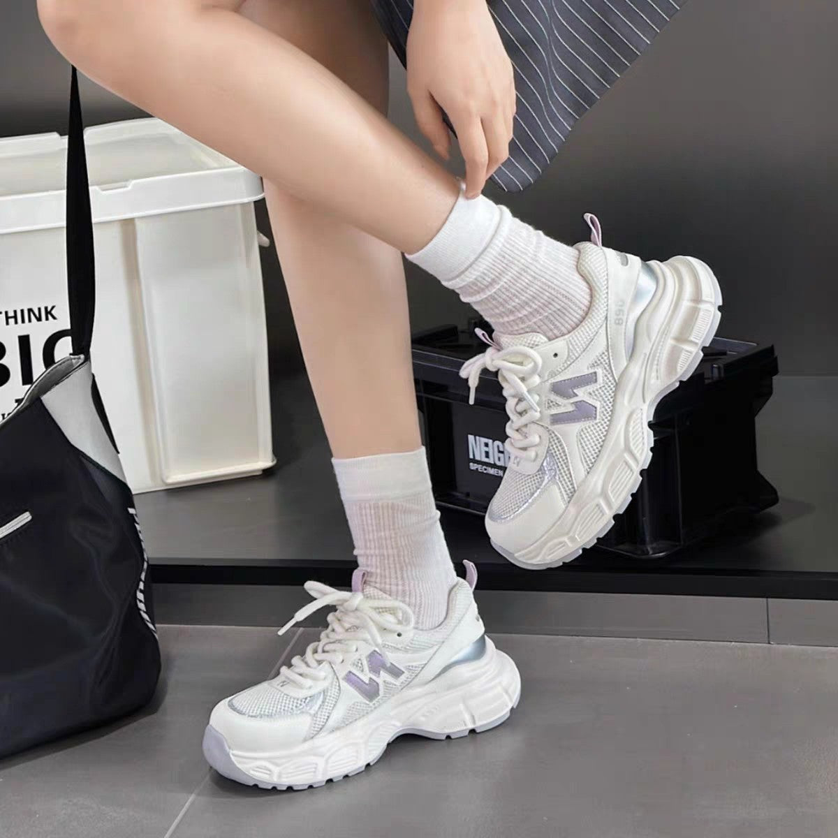 Summer Transparent Net Foam Bottom Dad Sneakers