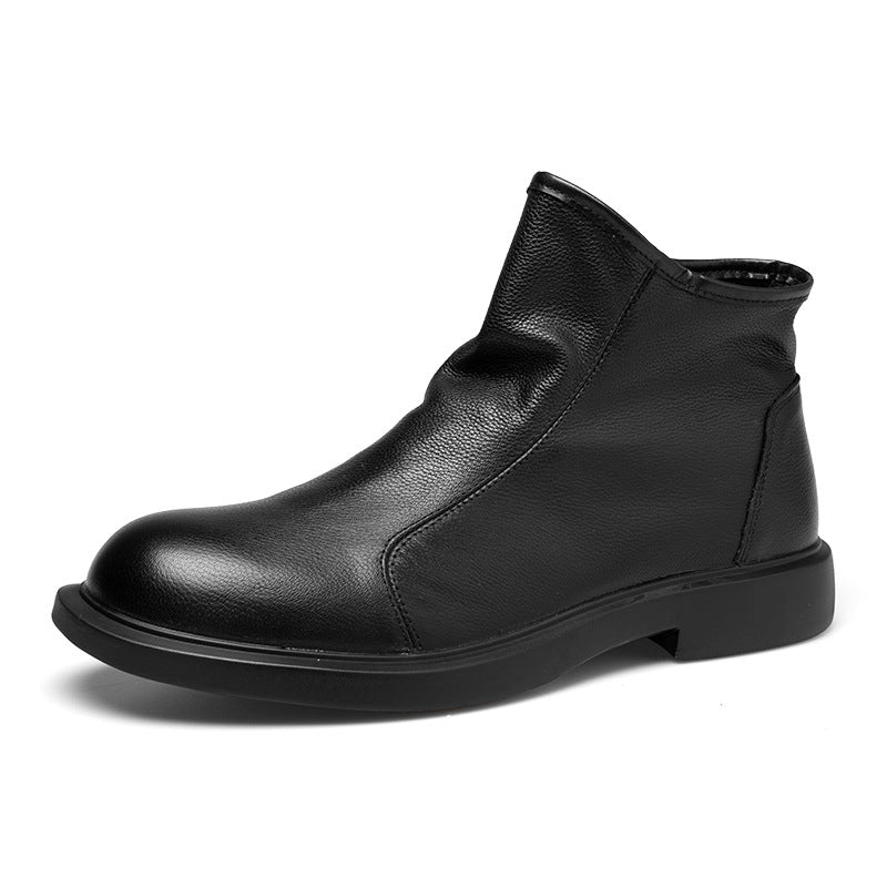 Short Business Martin Top Layer Cowhide Boots