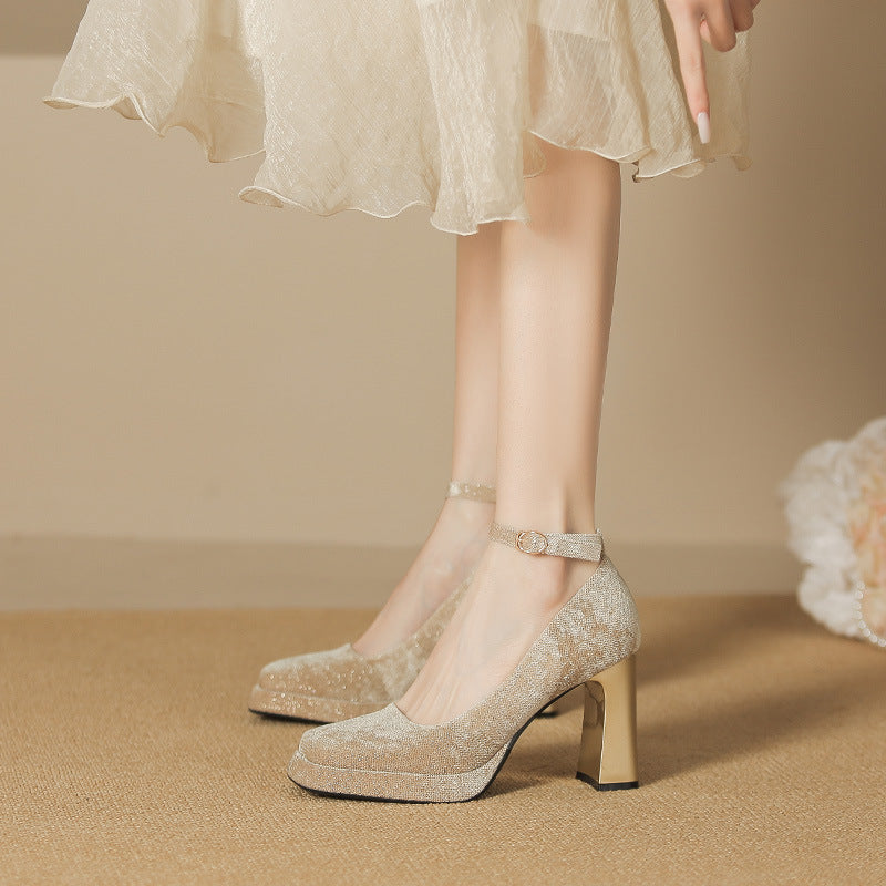 Women's Square Toe Chunky Mary Jane Korean Fairy Women's Shoes