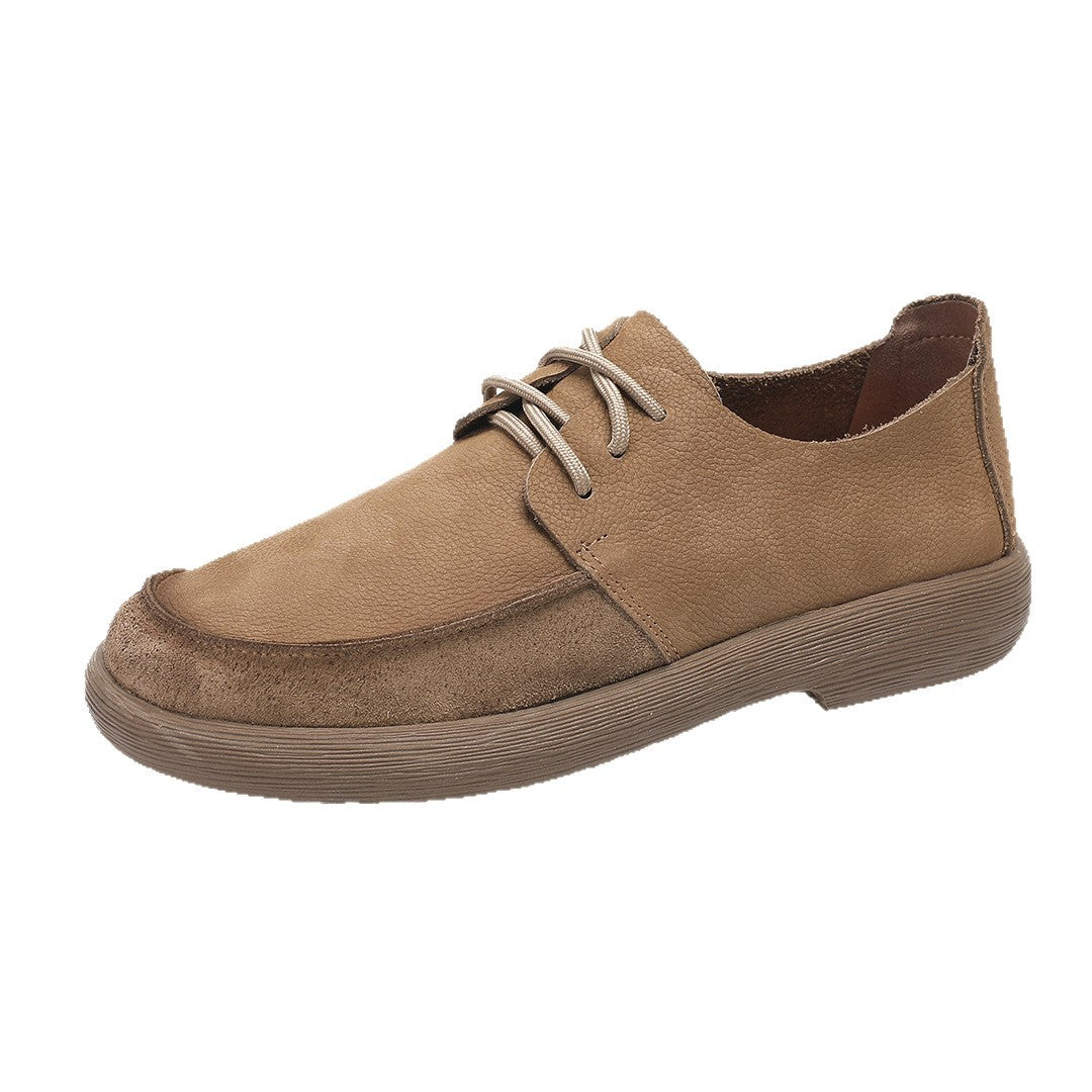 Men's Toe Breathable Retro Genuine Lace Up Casual Shoes