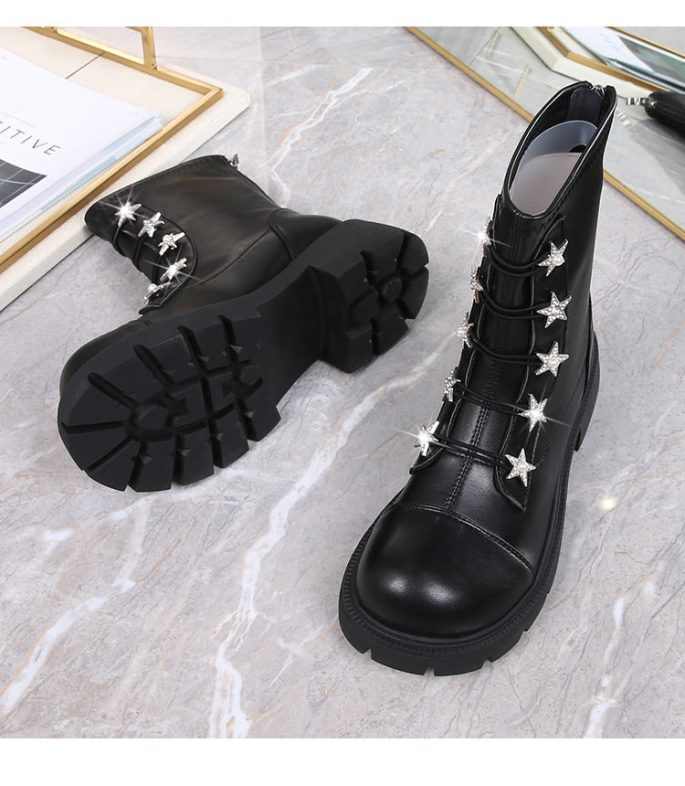 Size Sweet Cool Black Platform High Boots