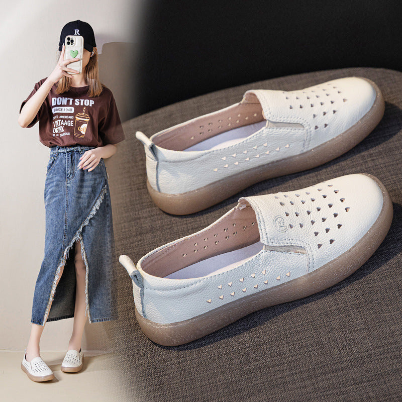 Women's White Breathable Low-cut Mom Slip-on Nurse Casual Shoes