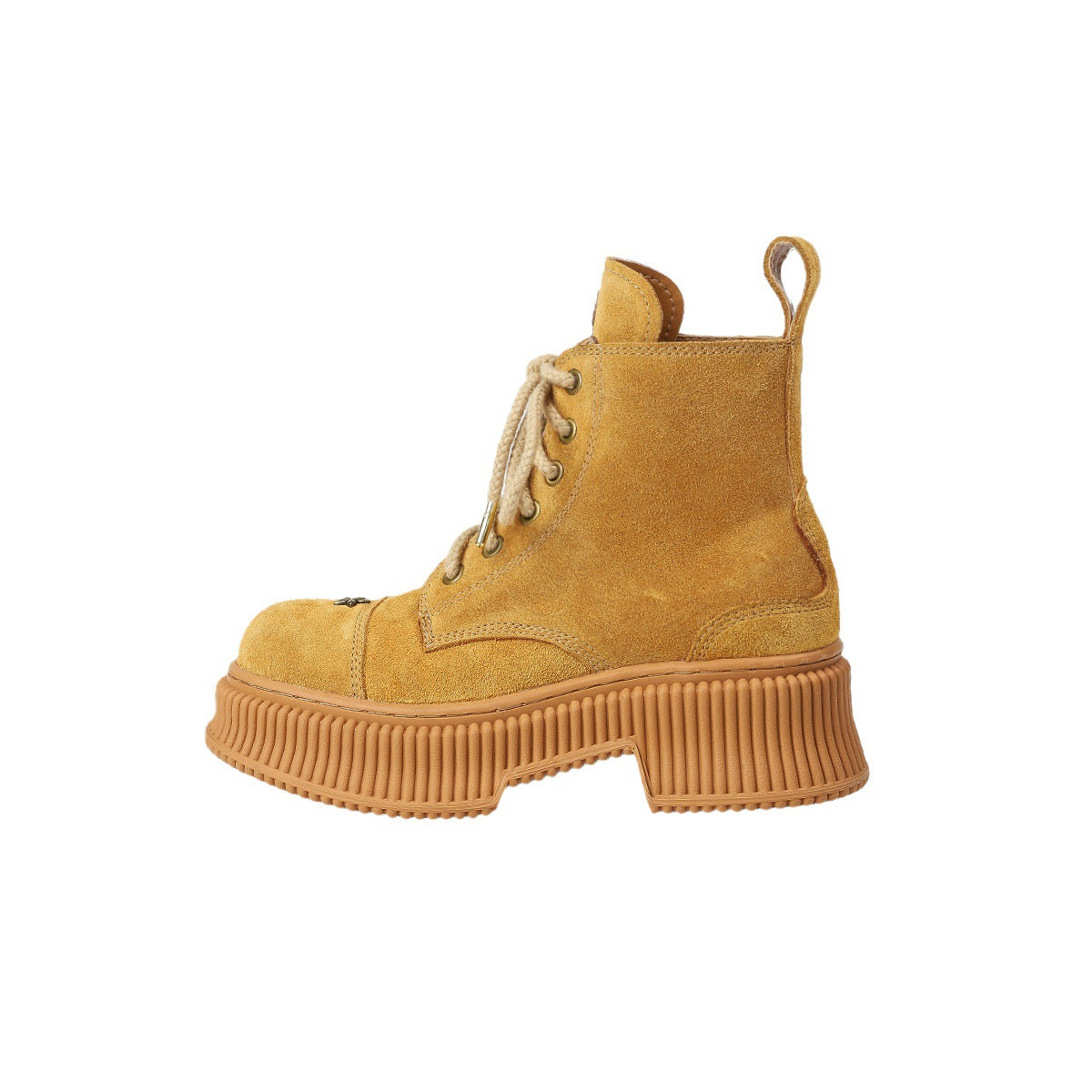 Wu Suede Cowhide Martin Platform Ankle Ginger Boots