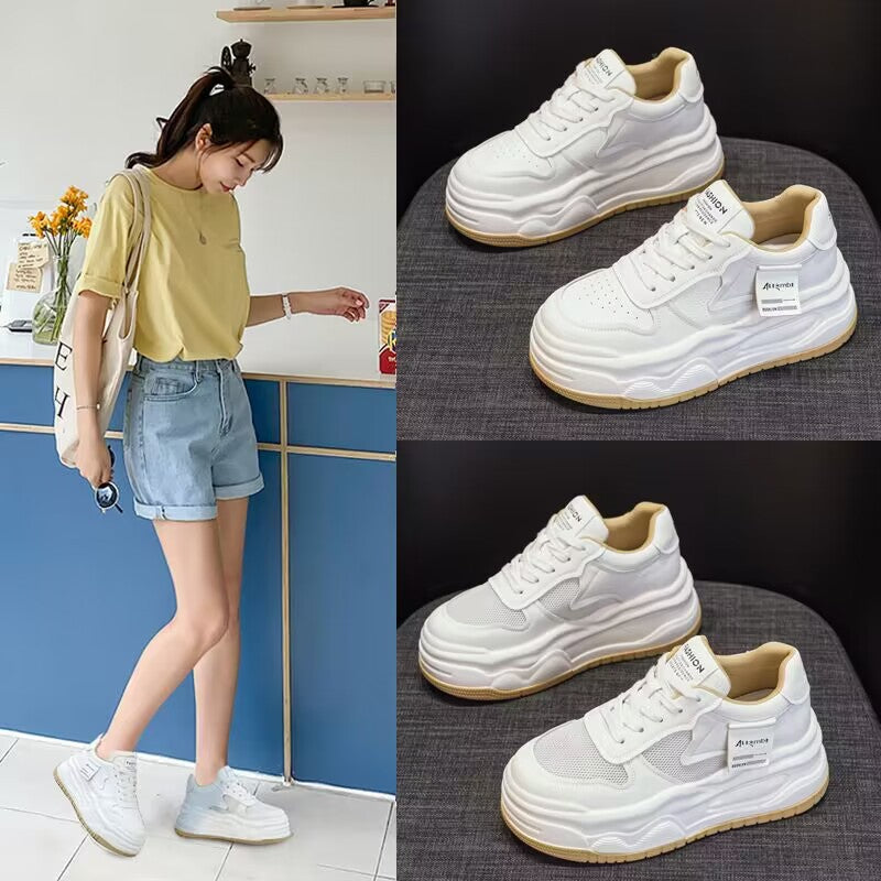 Women's Head White Stitching Platform Sports Leisure Casual Shoes