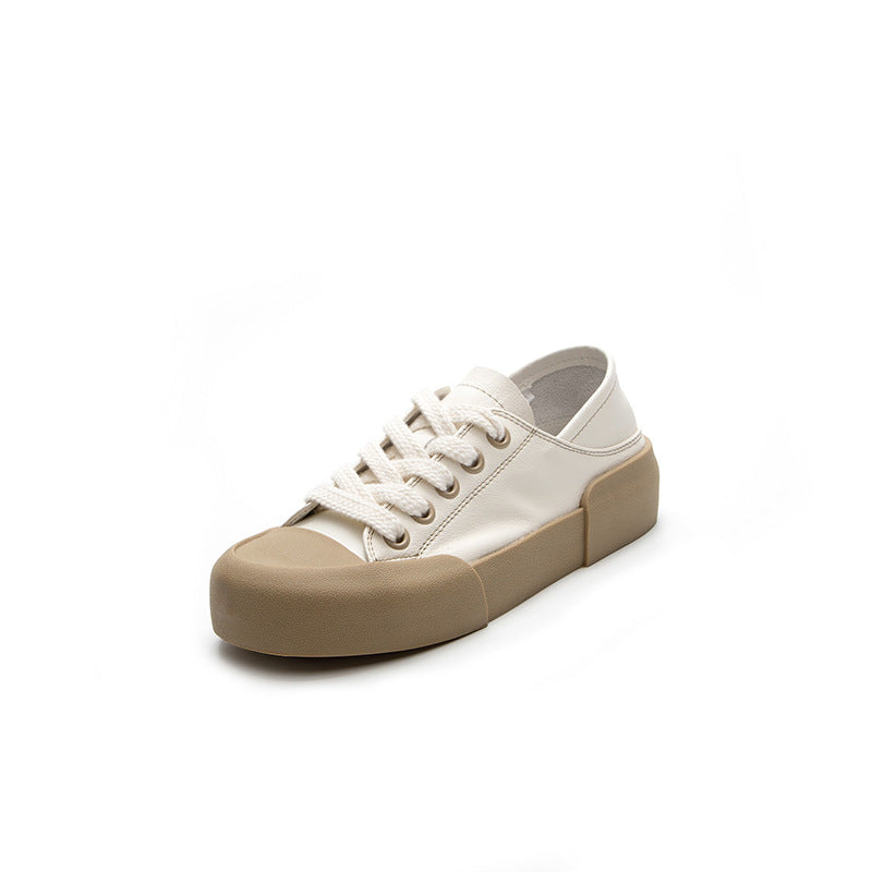 Women's Spring Cowhide Easy Wear Korean Flat Sneakers