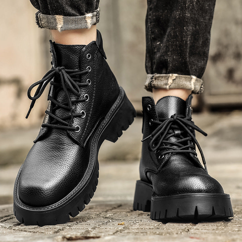 Men's Made Side Zipper High-cut Platform Height Boots