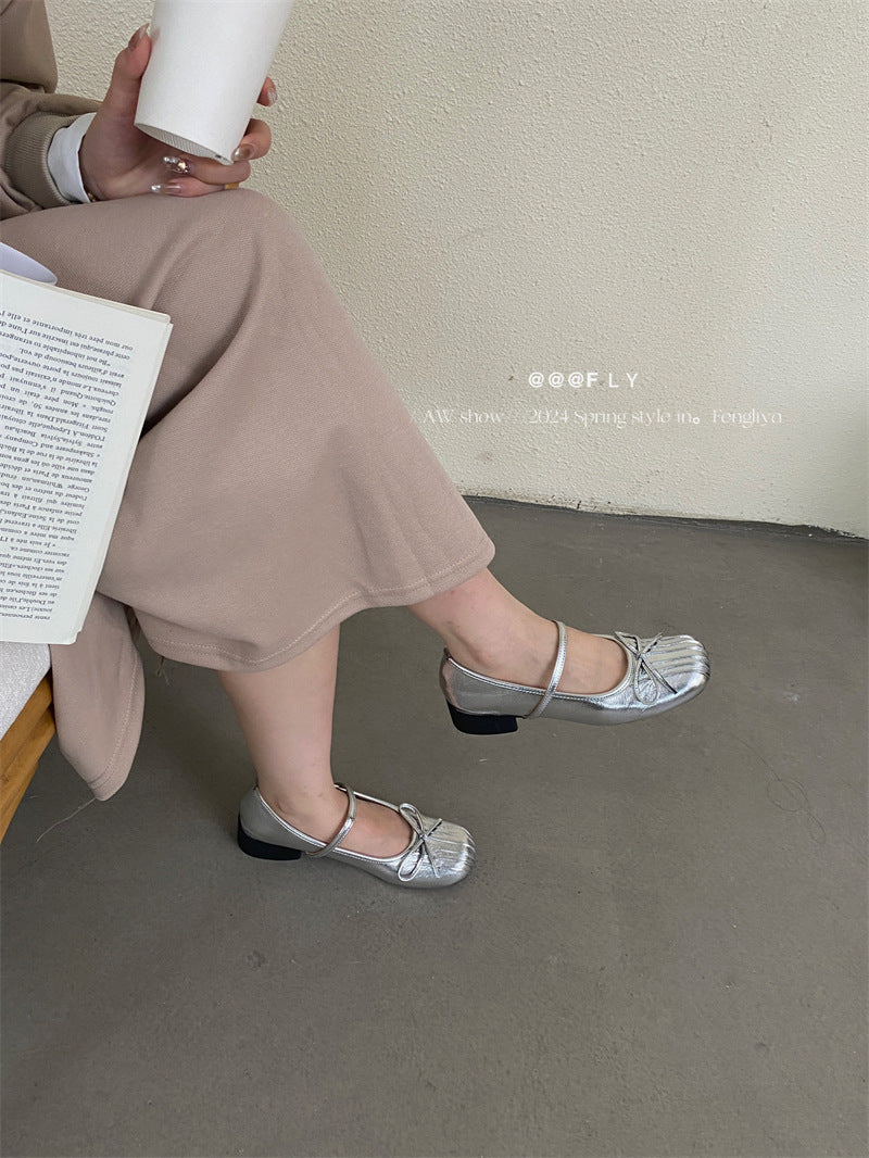 Women's Meet Wrinkled Mary Jane Gentle Sier Square Casual Shoes