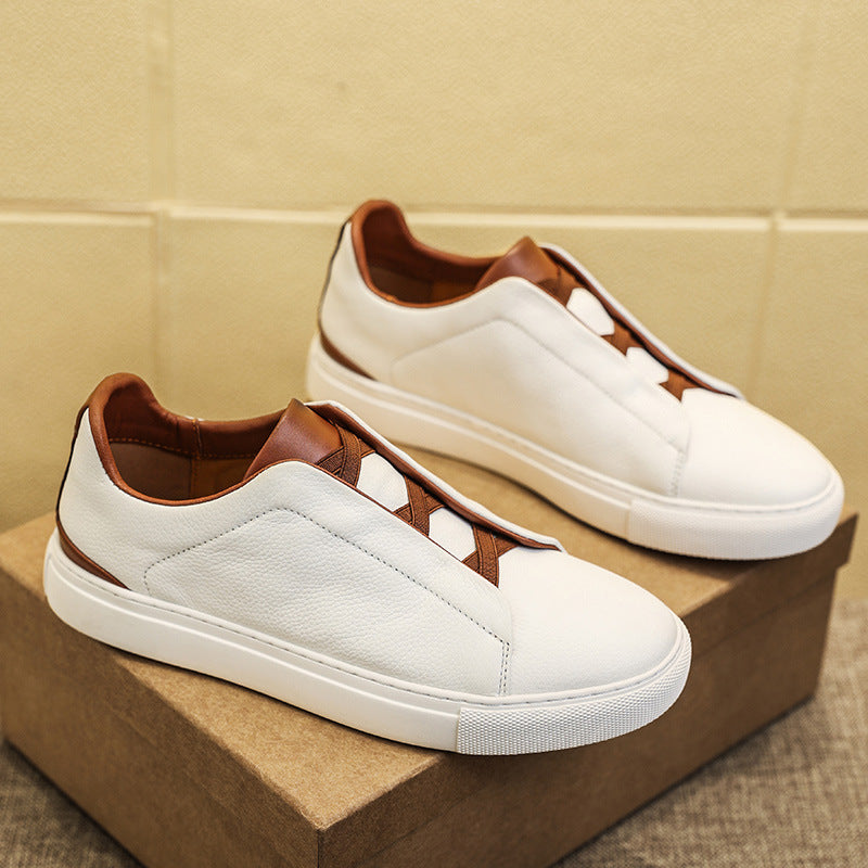 Men's Top Layer Cowhide Four Korean Versatile Leather Shoes