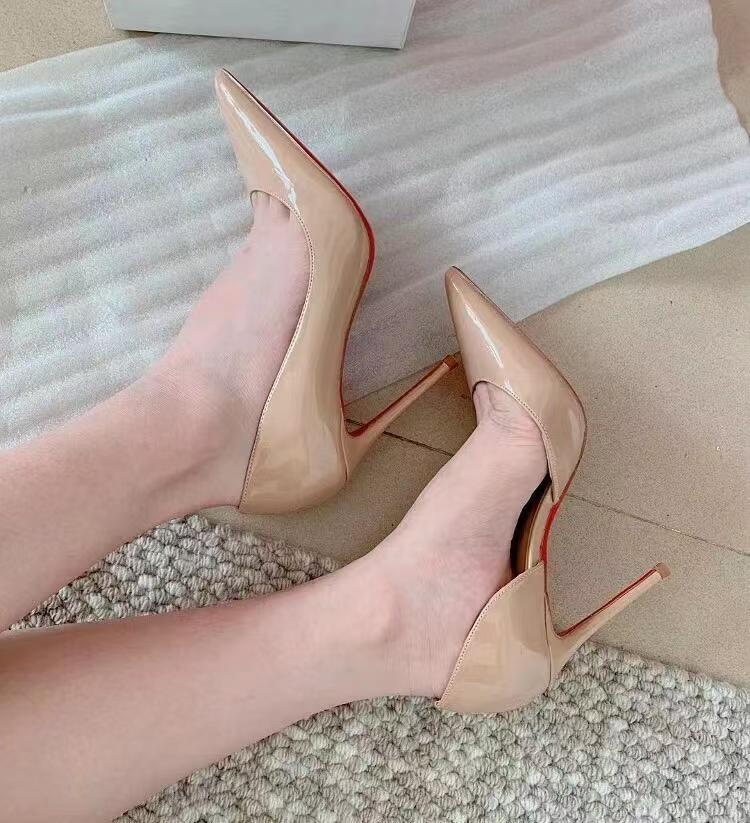 Nude Color Side Empty High Pointed Stiletto Temperament Not Heels