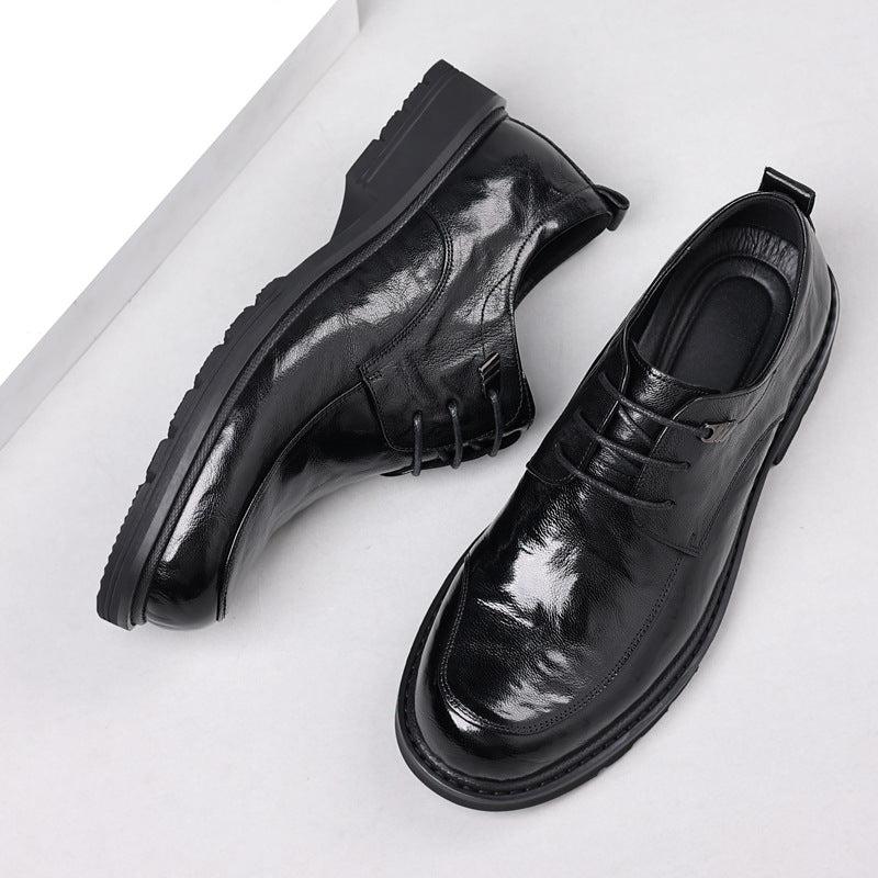 Men's England Style Fashion Thick-soled Commuter Trendy Leather Shoes