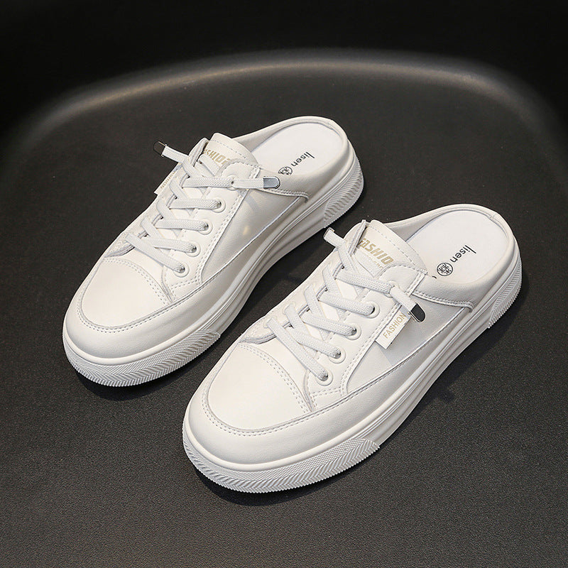 Women's Authentic Toe Box Half Outer Wear Flat Slippers