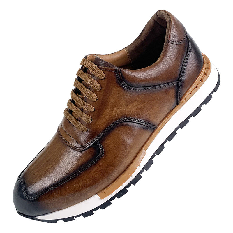 Men's Layer Cowhide Daily Outdoor Lace Up Leather Shoes
