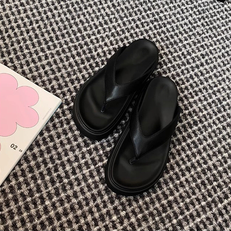 Women's Round Toe Thick Bottom Simple Flip-flops Slippers