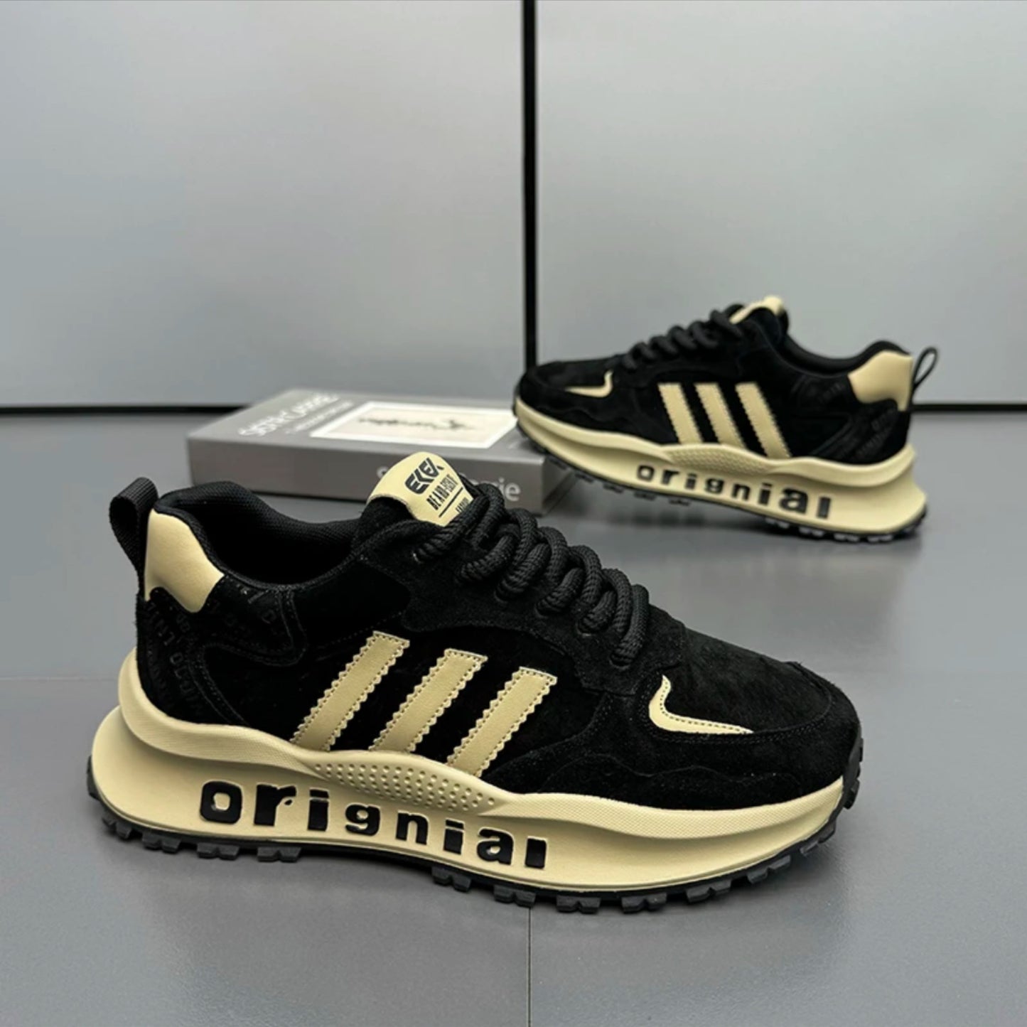 Men's Retro Three Bars Dad Comfortable Elevator Casual Shoes