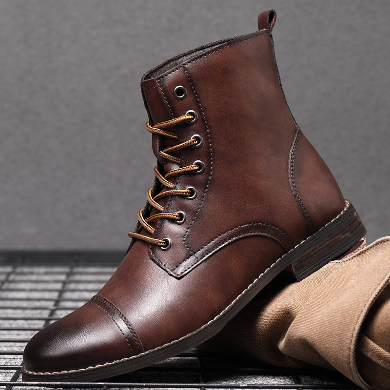 Men's Versatile Genuine Plus Size Martin Leather Shoes