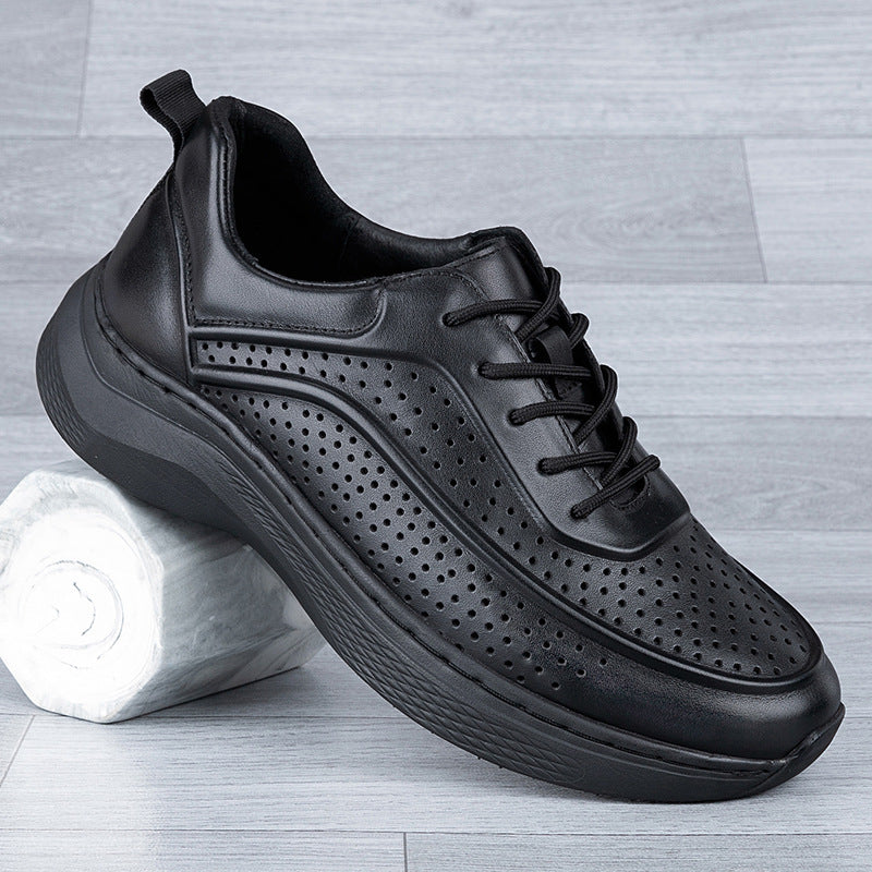 Men's First Layer Cowhide Breathable Lightweight Solid Thick Bottom Men's Shoes