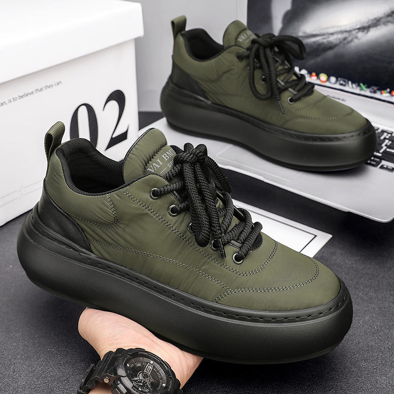 Men's Cloth Waterproof Warm Platform Elevator Board Casual Shoes
