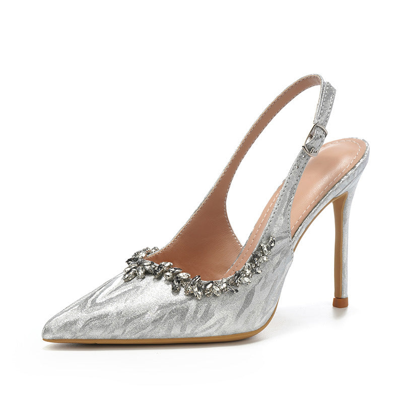 Women's Lady Like Woman Diamond Beautiful Temperament Back Heels