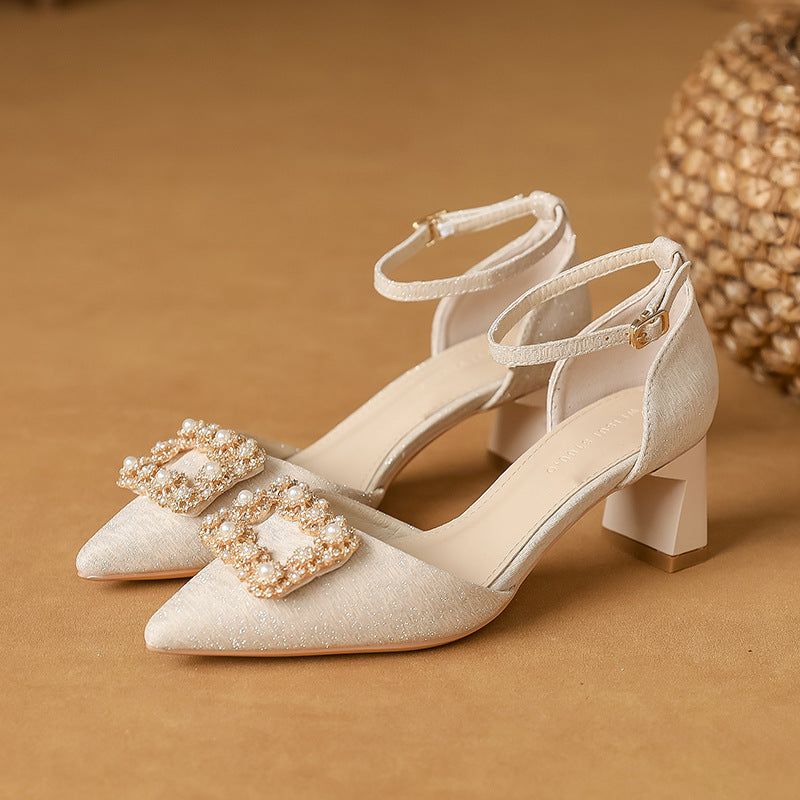 Women's Plus Size Fat Widened Buckle Heels