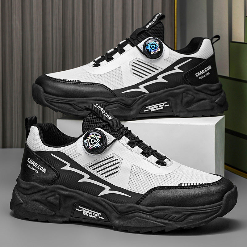 Men's Breathable Mesh Surface Sports Running White Sneakers
