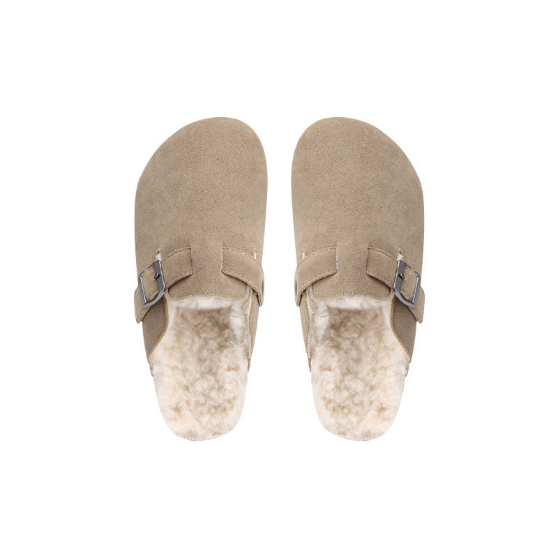 Women's Height Increasing Insole Warm Fleece-lined Slip-on Pumps Soft Casual Shoes
