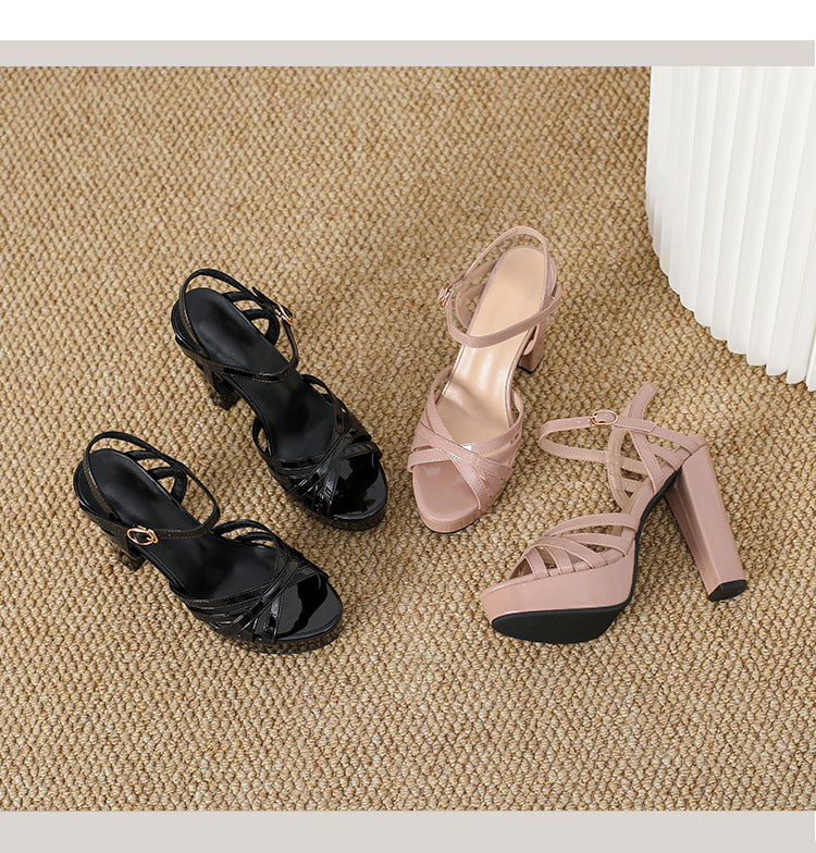 Women's Chunky High Platform Fashion Thin Strap Sandals