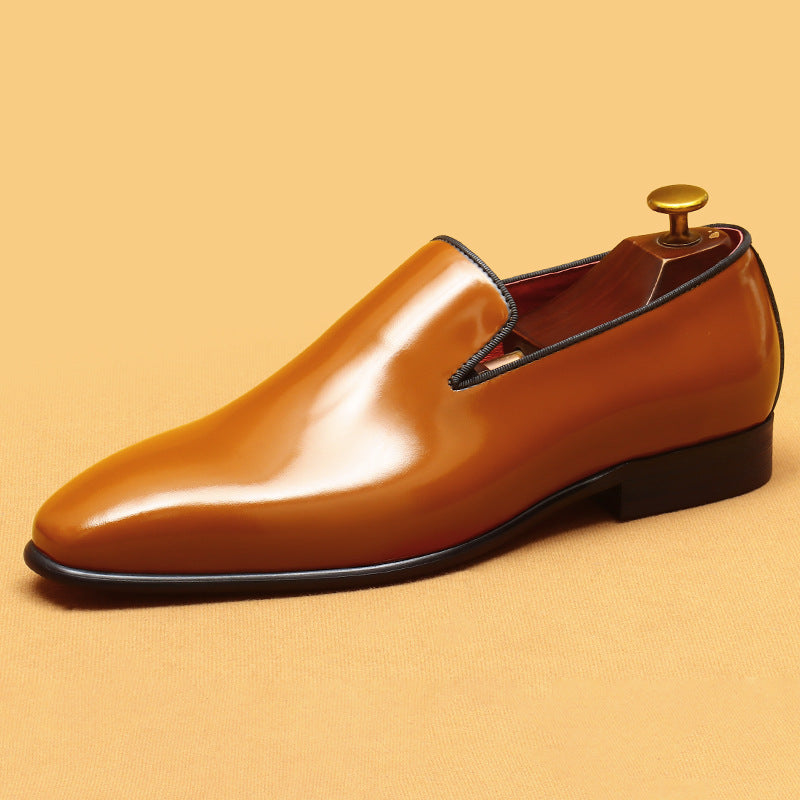 Men's Business Genuine Cattlehide Surface Patent Glossy Leather Shoes