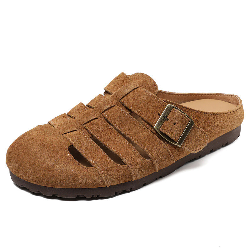 Women's Retro Roman Half Summer Toe Box Soft Bottom Sandals
