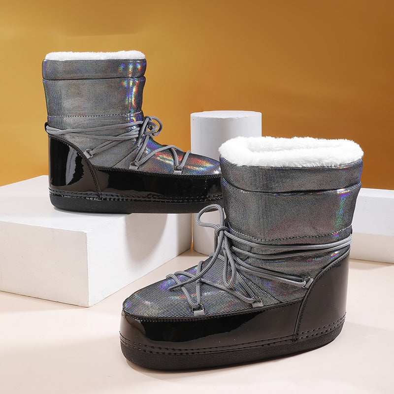 Space Plus Size Winter Skiing Moon Thickened Women's Shoes