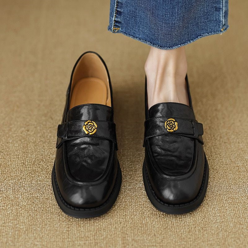 British One Pedal Metal Buckle Platform Loafers