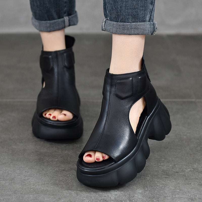 Women's Activity Price Platform Summer Peep Toe Genuine Sandals
