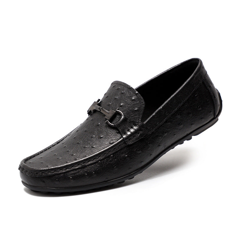 Men's Color Flat Embossed Fashion Round Toe Bottom Casual Shoes