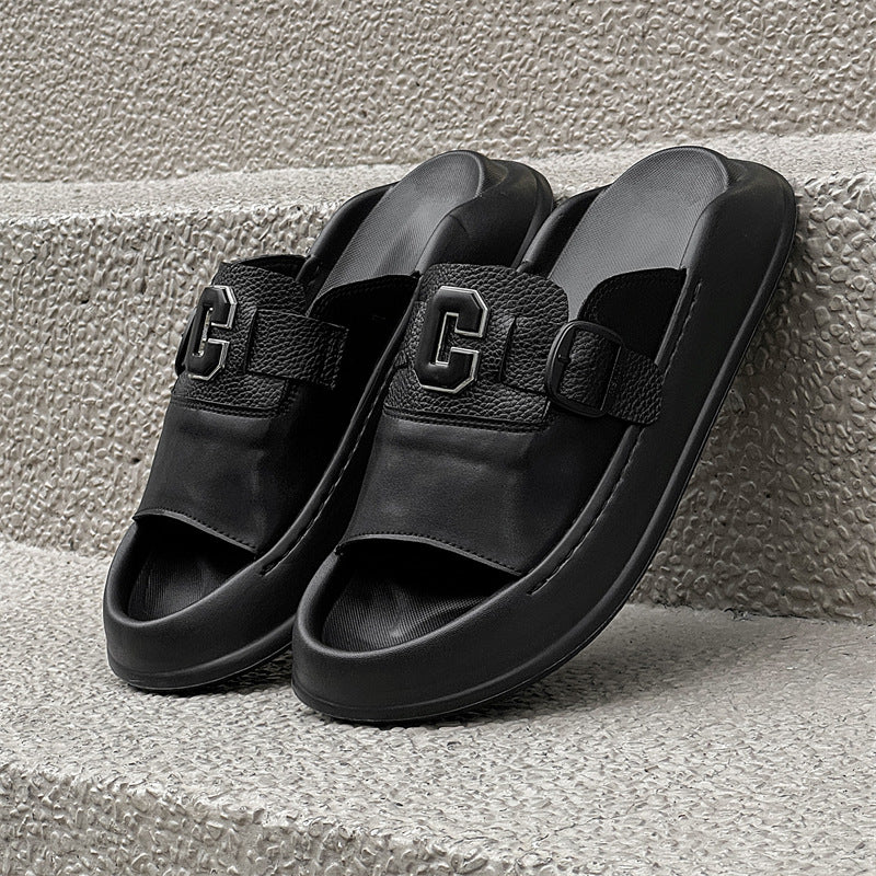 Men's White Outerwear Fashion High-grade Summer Soft Slippers