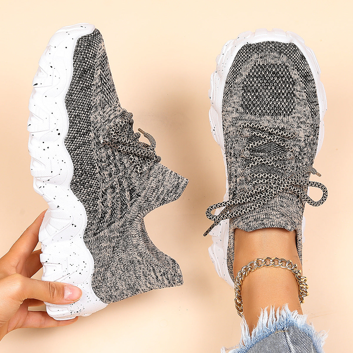 Women's Plus Size Sports Breathable Socks Slip-on Casual Shoes