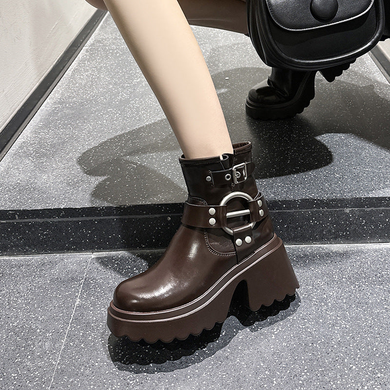Women's High Platform Martin Genuine Outdoor Skinny Boots